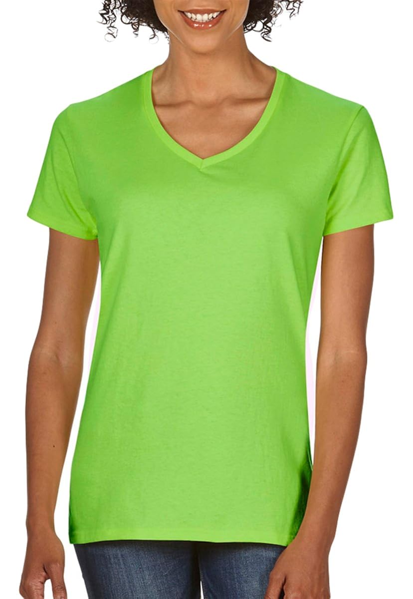 Gildan Women's Softstyle VNeck TShirt XXLarge Lime at Amazon