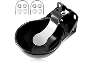 Mysora 2.5 L/ 0.66 Gal Automatic Livestock Waterer, Heavy Cast Iron Push-Paddle Water Trough, Black Stainless Steel Livestock Water Bowl for Horse Cattle Goat Pig 11.8 x 9.06 x 3.94 Inch