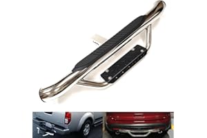 RZGMTSPT Polished Chrome 36" Towing Hitch Trailer Tow Hitch Step Bar Drop Step 3" Round Curved Rear Bumper Guard for 2" Receiver SUV Pickup Truck (Chrome)