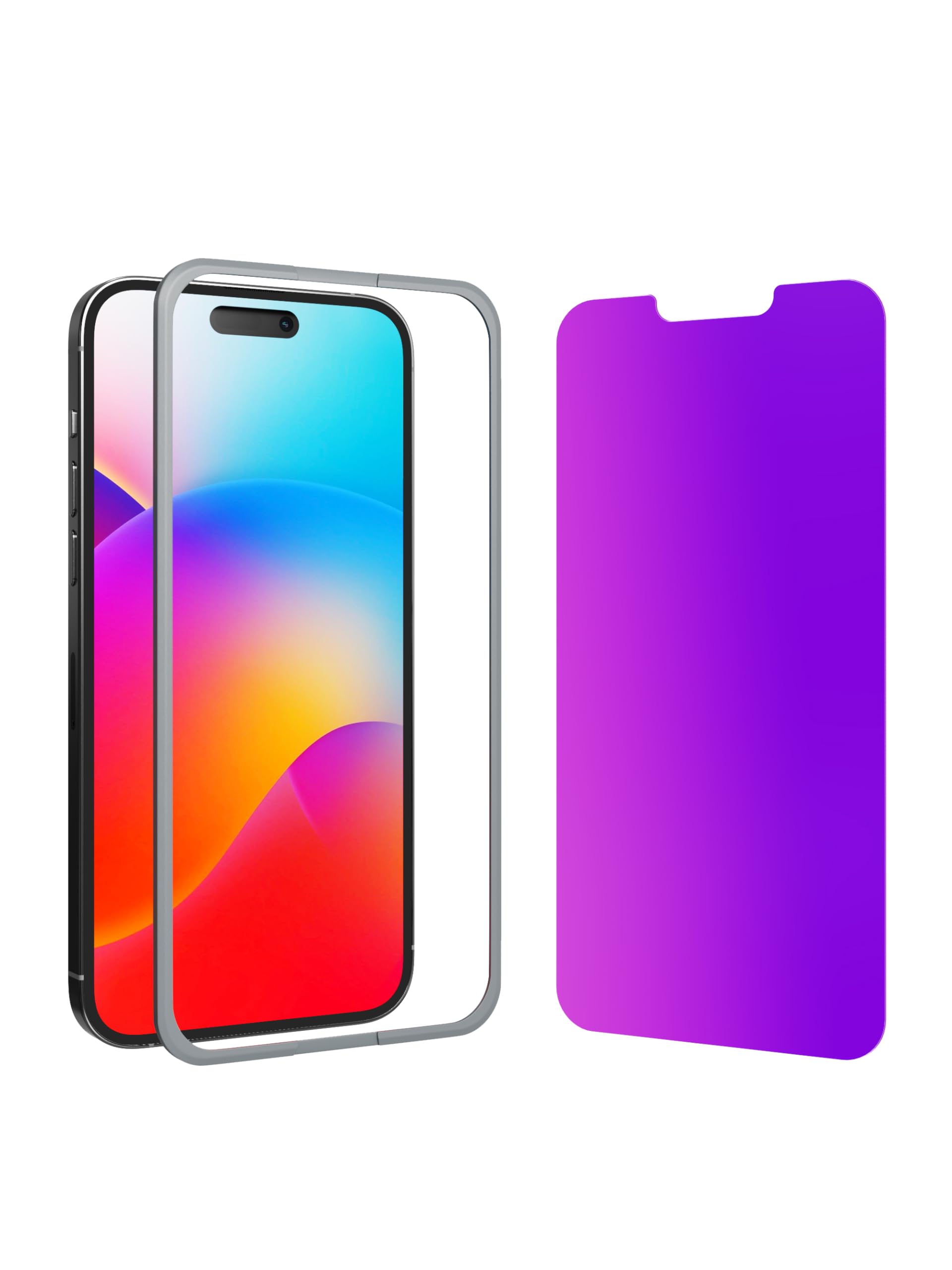 Photo 1 of GIGIKISS Compatible for iPhone 13 Pro Max Privacy Screen Protector/iPhone 14 Plus Screen Protector Tempered Glass 6.7 Inch, Purple Gradient Anti Blue Light HD Screen Protector Easy Installation
