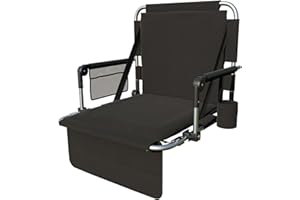 Daluvenix Folding Stadium Seat with Back & Cushion, Portable Stadium Chair with Cup Holder, Mesh Bag and Hide Hook,Bleacher Chair with Sturdy Frame for Sport Event, Beach,Concert