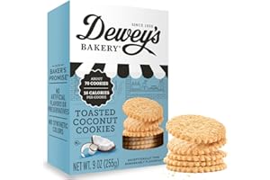 Dewey's Bakery Toasted Coconut Cookie Thins | No Artificial Flavors, Synthetic Colors or Preservatives | Baked in Small Batches | 9oz (Pack of 1)