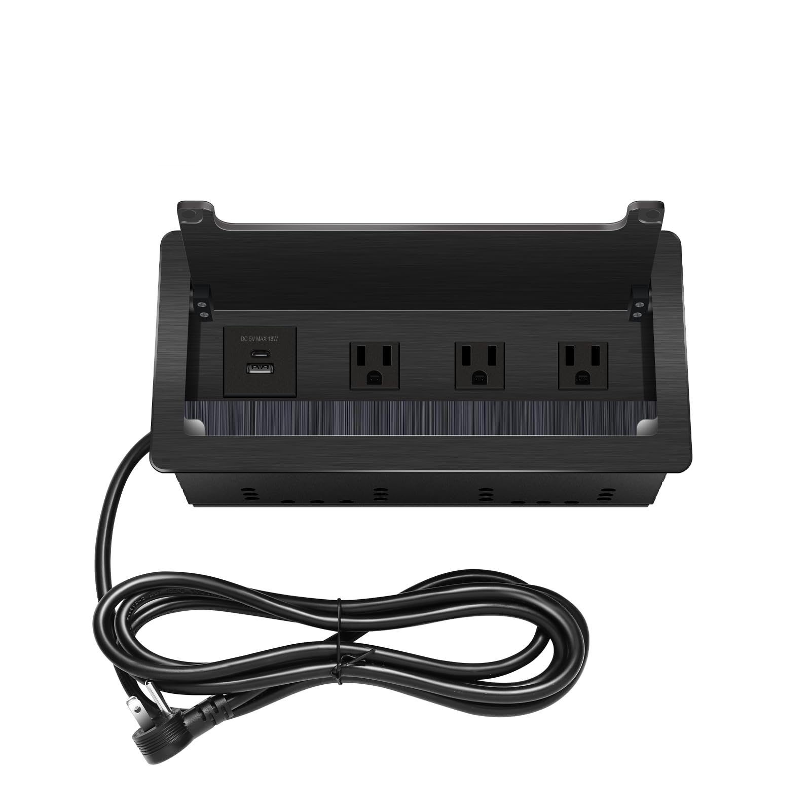 Photo 1 of TIANDIGP Conference Table Power Hub; Outlet Multimedia Connectivity Box with 3 AC outlets; USB-A+USB-C 18W 8FT 16AWG UL Listed Flat Plug Used for Office Conference Tables-High end Aluminum Alloy