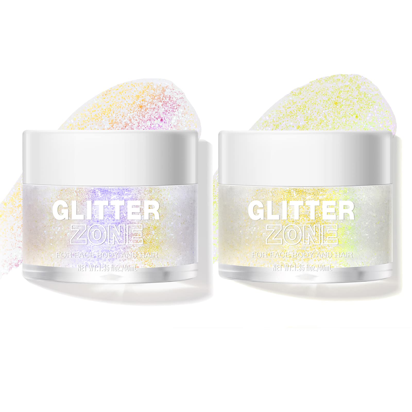 LANGMANNI Holographic Body Glitter Gel for Body, Face, Hair and Lip.Color Changing Glitter Gel Under Light. Vegan & Cruelty Free-1.35 oz (3# Neon Violet+4# Sapphire Blue)