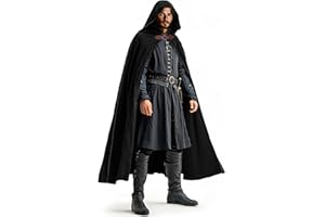 Ibeauti Renaissance Hooded Cloak Cotton Cloak Halloween Medieval Costume Cape Women Men