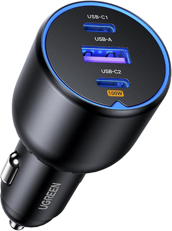 130W USB C Car Charger, Tipo C Car Charger Fast Charging com 3 portas, compatível com iPhone 17 Pro MAX Air/16/15/14/13, Samsung Galaxy S25/24, Xiaomi, MacBook, iPad Pro, Air Mini — foto 1 de 8