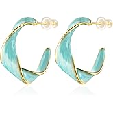 Cicy Bell Twisted Hoop Earrings for Women Alloy Vintage Enamel Oil Dripping 925 Sterling Silver Needle Round Huggie Earring Jewelry Gifts