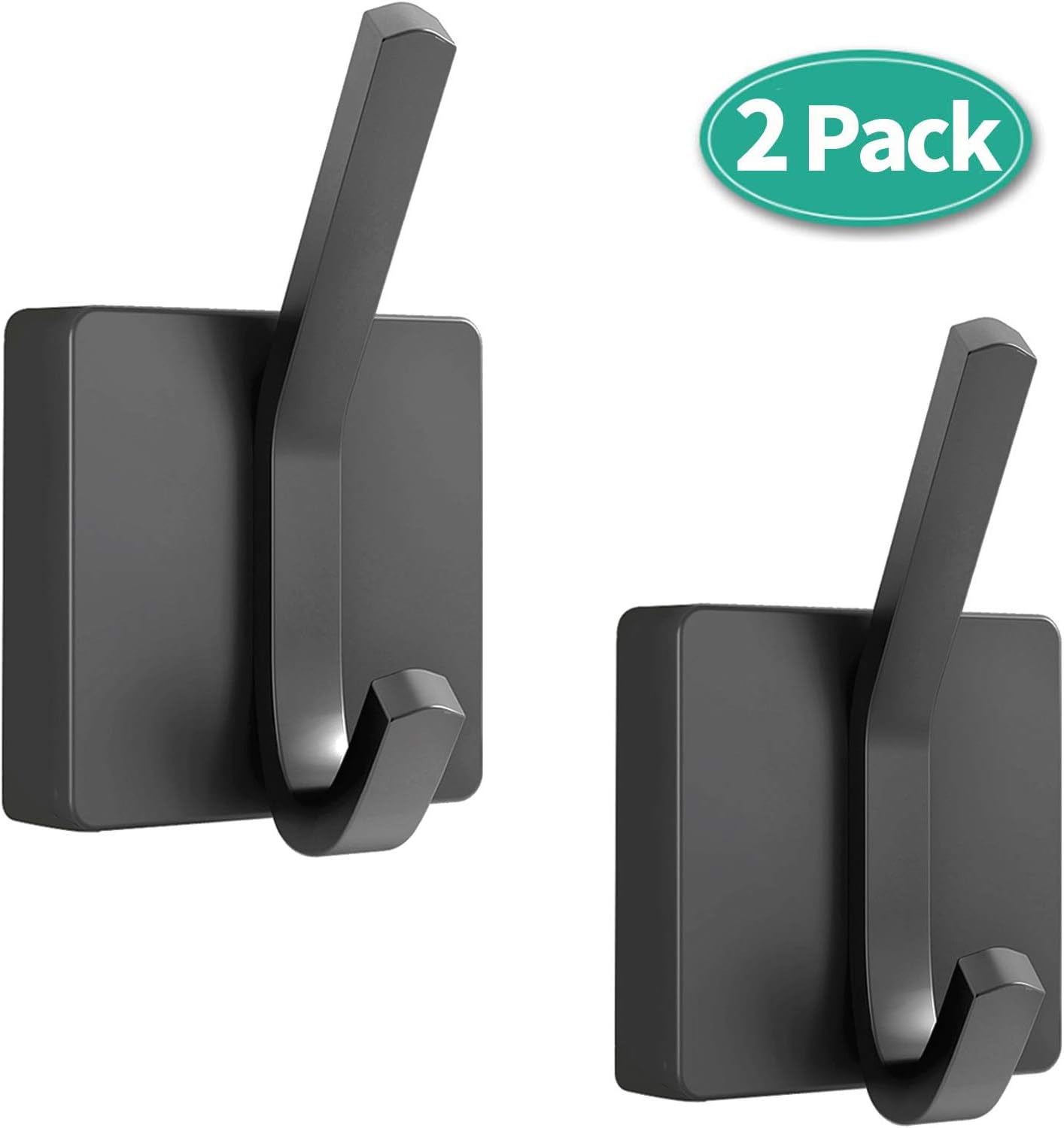 XIGOO Black Towel Hooks - 2 Pack Bath Towel Hooks Bathroom Coat Robe Hooks Heavy Duty Stainless Steel Hook Wall Mounted Hand Towel Hooks - - 