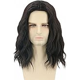 Topcosplay Men Wigs Black Short Curly Hair Funny Wigs for Man Halloween Costume Party Wig
