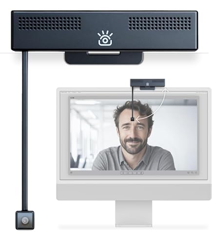 PlexiCam Pro V2 Supporto Per Webcam In Acrilico Trasparente, Adatto A Schermi Da Laptop A 32 Pollici, Posizionamento Centrale, Alternativa A Treppiede E Teleprompter