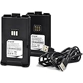 hflexgrad (2-Pack) 7.4V 2500mAh USB-C Li-ion Battery, Replacement for Baofeng UV-5G Plus UV-5RM Plus GM-5RH GMRS Two-Way Radios with Type-C Charging Port