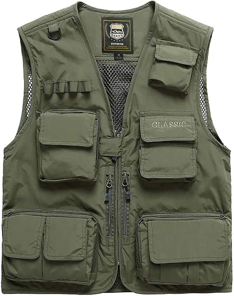 Panegy Men MultiPockets Utility Cargo Vest for Hiking Fishing Photo