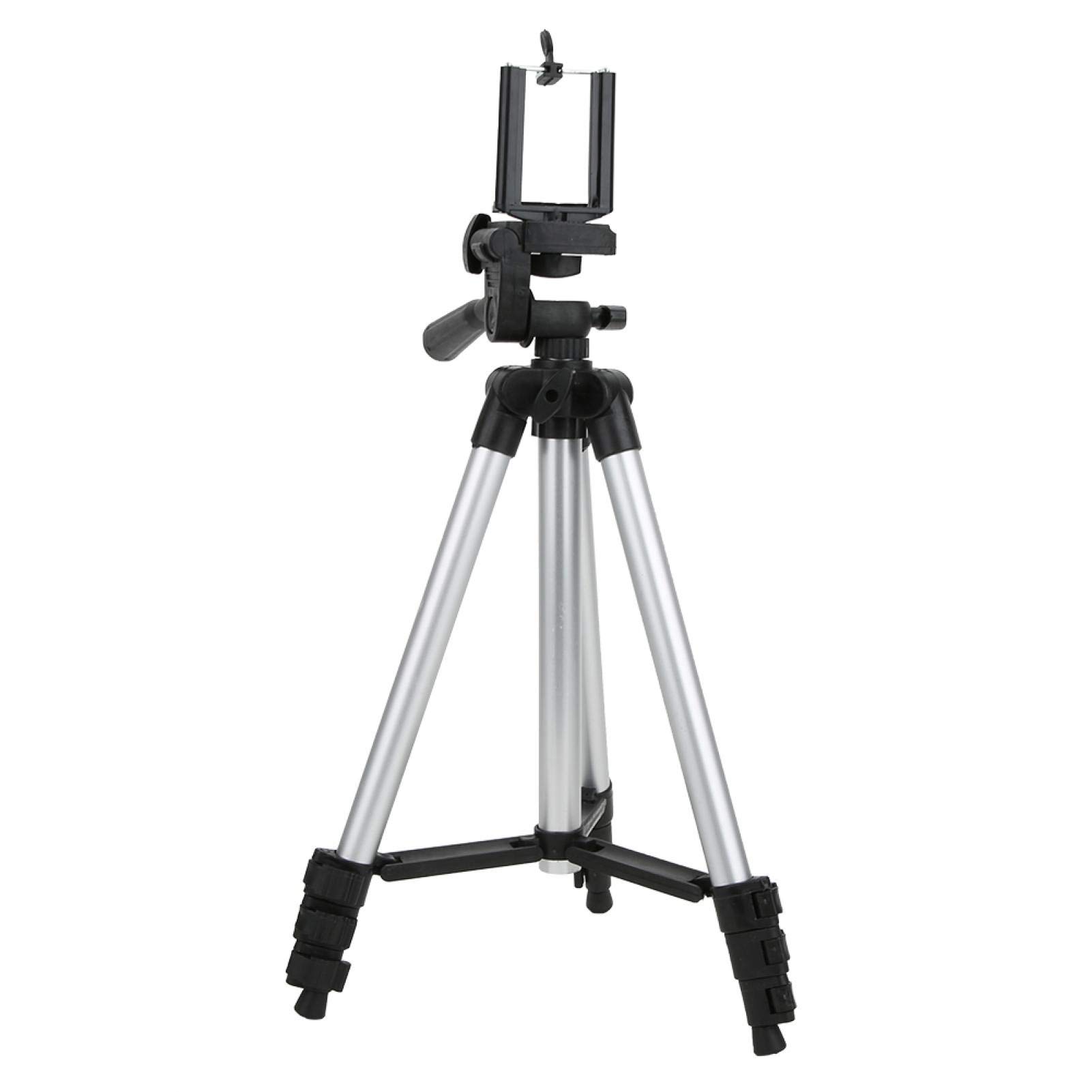 Phone Tripod,Portable Aluminium Alloy Travel Tripod Flexible Live Broadcast Tripod for Outdoor,Travel and Time Shooting,1/4 Inch Screw,Horizontal/Vertical Rotation,Silver