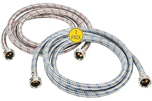 HIPPOHOSE Washing Machine Hoses (6FT) - OCT Connect for Easy & Secure Tightening - Universal Fit to All Wash Machines - (2 Pack) Braided Stainless Steel - Burst Proof Washer Water Supply Line