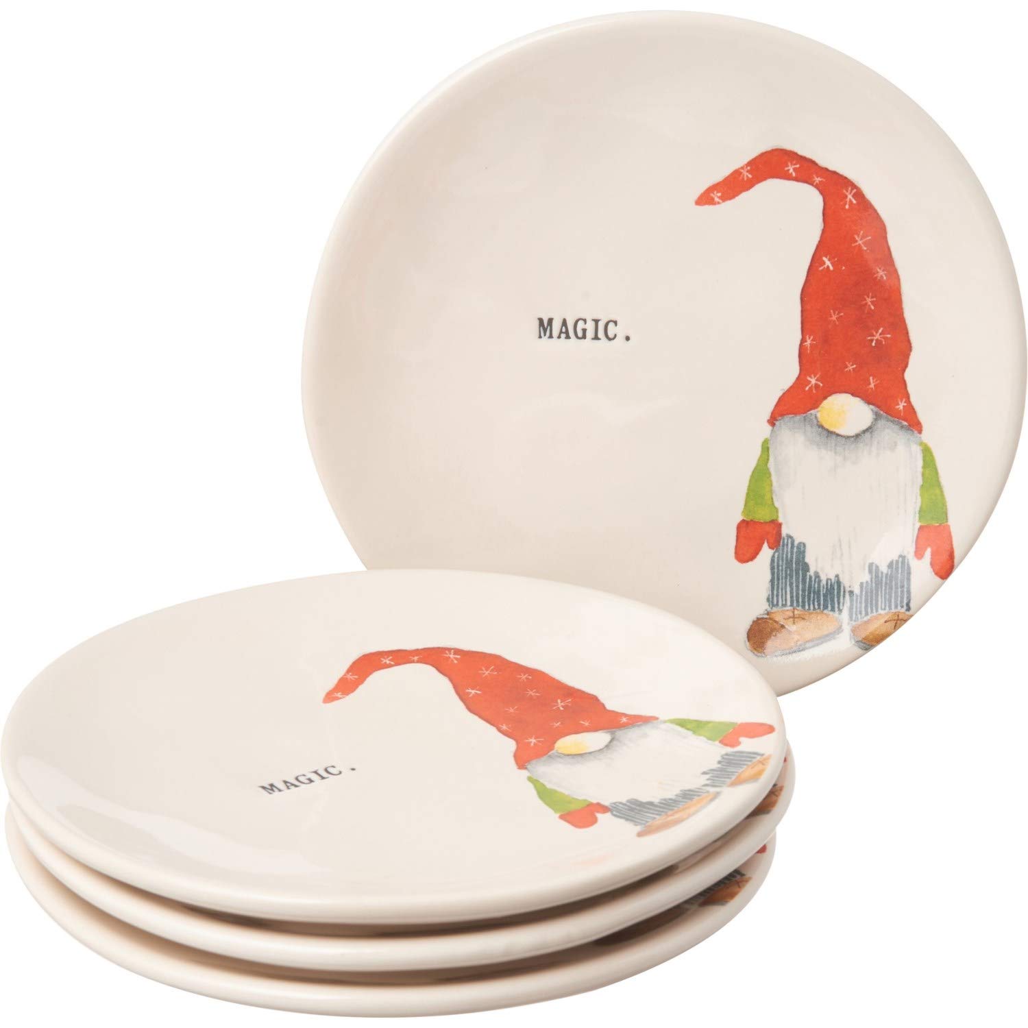Buy Rae Dunn Christmas Holiday Appetizer Plates Set of 4 (Gnome