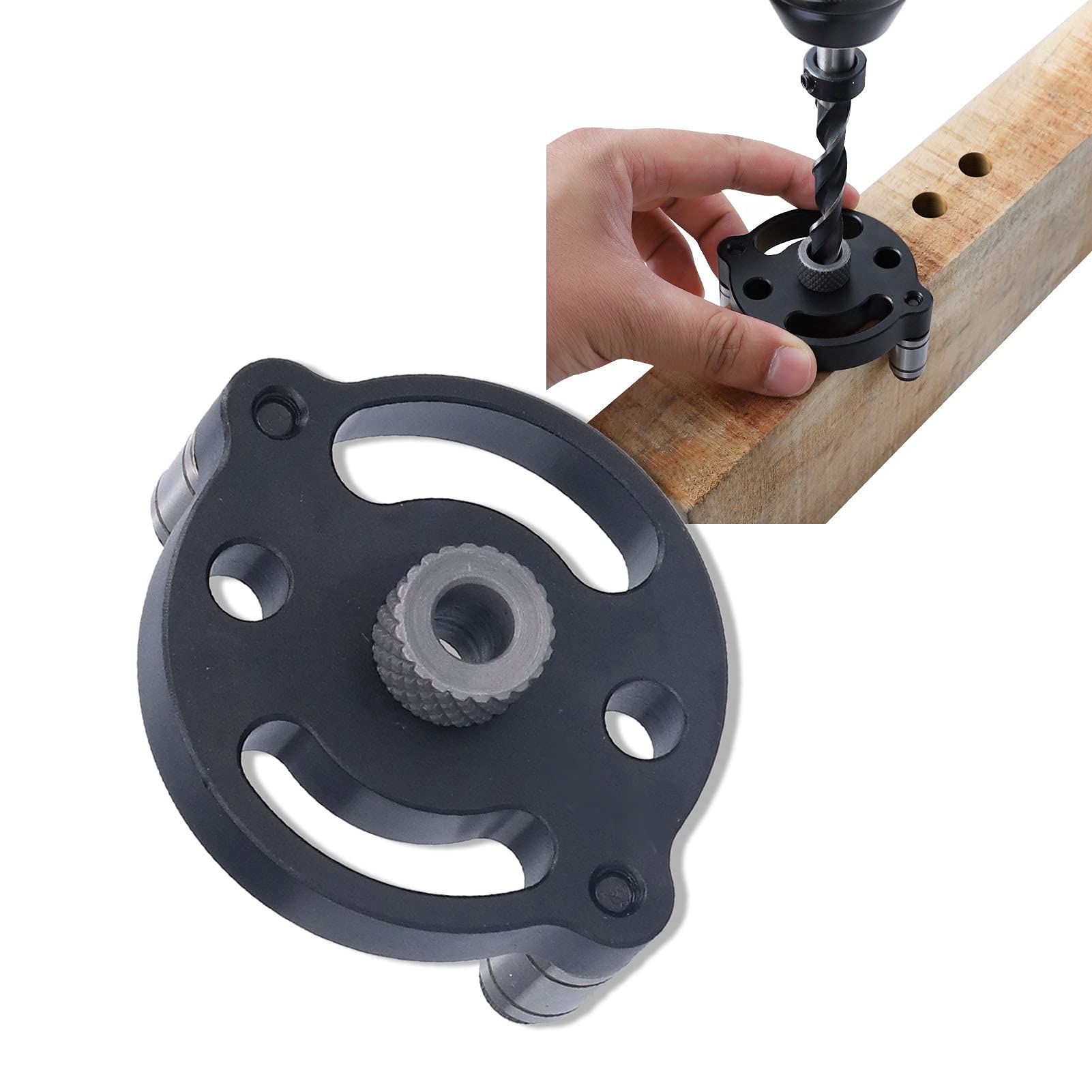 Hole Puncher Locator,Aluminum Alloy Drill Guide Vertical Puncher Hole Jig Locator Hole Puncher for Woodworking Punch Positioning Cr12 Drill Bushing for Woodworking