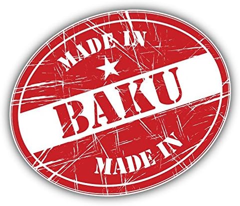Made In Baku Grunge Rubber Travel Stamp Art Decor Bumper Sticker 5'' x 4''