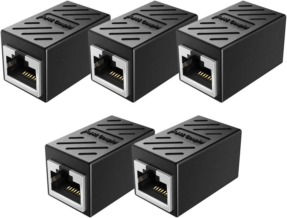 RJ45 Coupler 5 Pack Shielded Inline Gigabit LAN