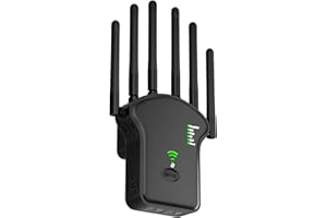 NEWNIK WiFi Extender Signal Booster for Home, Dual Band 5GHz/2.4GHz Wireless Signal Booster & Repeater Up to 1200Mbps Speed, Cover up to 10764 sq. ft, 1 Pack, Black