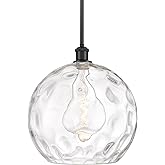 Innovations Lighting Athens 14" Matte Black Pendant with Clear Water Glass Shade