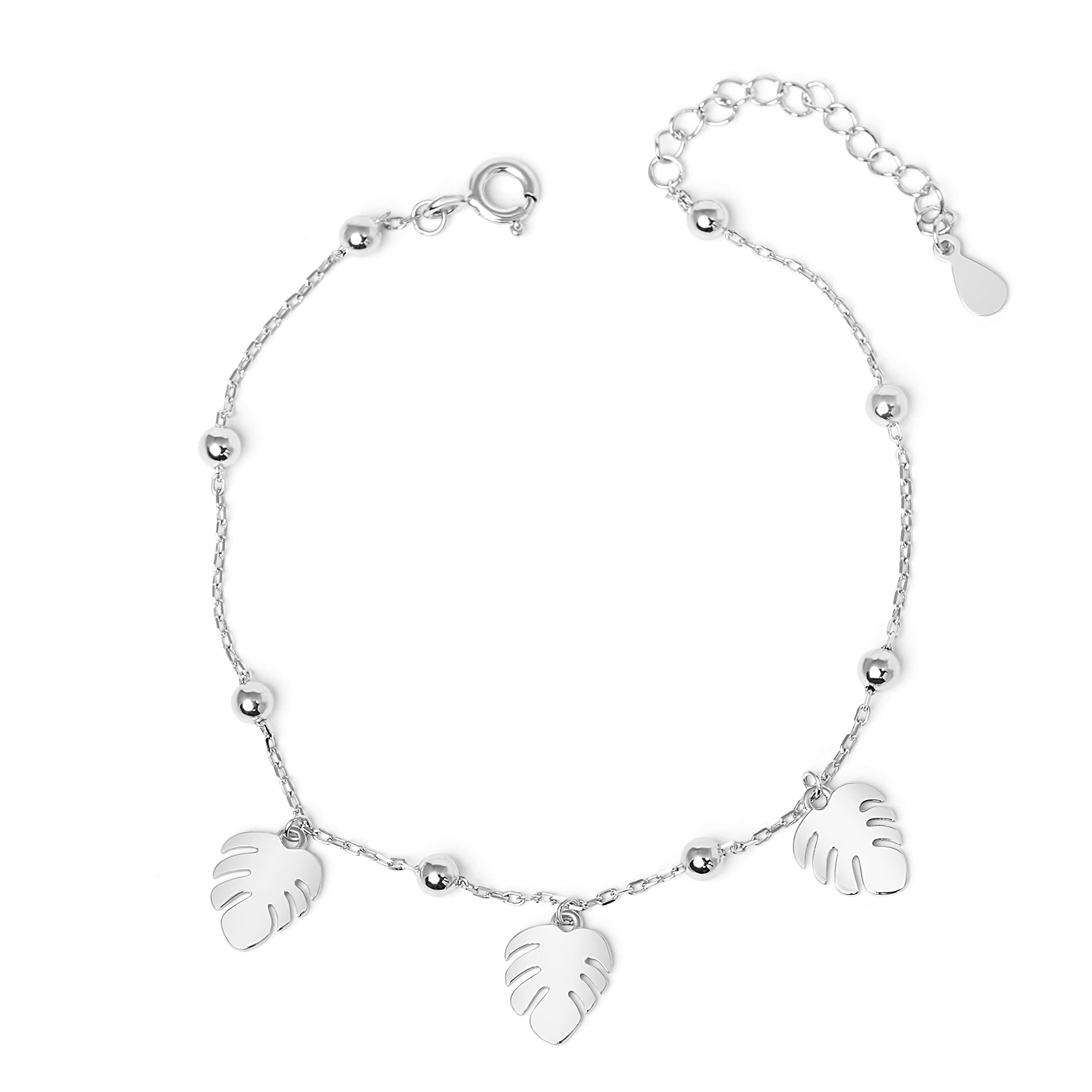 Women’s 925 Sterling Silver Monstera Deliciosa Tropea Bracelet, a Great Gift or Present for Ladies