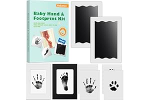 Nabance Inkless Baby Hand and Footprint Kit, Safe No Mess Ink Pad for Baby Hand and Footprints, 2 Inkless Print Pads with 2 Photo Frames, 4 Imprint Cards, Clean Touch Ink Pad for Baby Family Keepsake