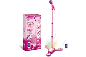 TourKing Kids Karaoke Machine with Stand,Karaoke Machine Kid,Kids Microphone with Flashing Stage Lights Adjustable Stand Gift for Age 3+ Years Old Children