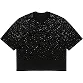 WDIRARA Men's Sparkle Rhinestone T-Shirts Crew Neck Short Sleeve Tee Party Club Rave Top
