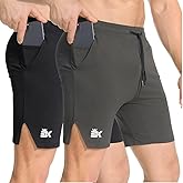 BROKIG Men's Airstretch Gym Shorts,5 Inch Slim Fit Running Exercise Athletic Workout Shorts for Men with Zipper Pockets