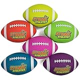 Atomic Athletics 6 Pack of Neon Rubber Playground Footballs - Youth Size 7, 10.5