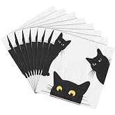 Quera 50 Pack Black Cat Disposable Paper Napkins Party Supplies Halloween Paper Napkins Cocktail Napkins Perfect For Halloween Black Cat Gifts Dinner Party Decoration 6.5'' X 6.5''