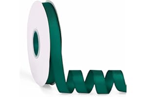 BOMYBAW Double Faced Solid Color Forest Green Satin Ribbon 5/8" X 50 Yards Continuous, High Density Polyester Ribbon for Gifts Wrapping, Wedding, Party, Crafts, Hair Bows, Flowers, Home DIY Decor