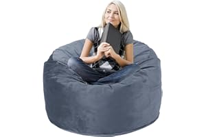 SEASXOLTE 3 Feet Bean Bag Chair, Memory Foam Filled, Removable Cover, Bean Bag Chairs for Adults and Teens, Grey