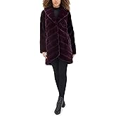 Kenneth Cole Women's Plush Grooved Faux Mink Coat With Shawl Collar