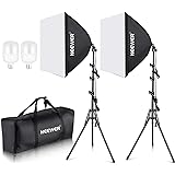 NEEWER 700W Equivalent Softbox Lighting Kit, 2Pack UL Certified 5700K LED Lighting Bulbs, 24x24 inches Softboxes with E26 Soc
