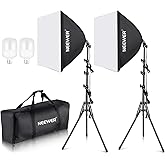 NEEWER 700W Equivalent Softbox Lighting Kit, 2Pack UL Certified 5700K LED Lighting Bulbs, 24x24 inches Softboxes with E26 Soc