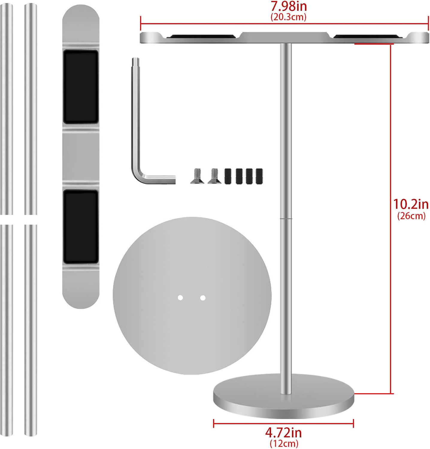 GEEKRIA Aluminum Alloy Dual Headphones Stand for Over-Ear, Silver - Image 5
