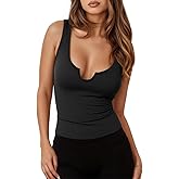 Tankaneo Womens Summer Scoop Neck Tank Tops Workout Ribbed Knit Sleeveless Shirts Casual Slim Fit T Shirts