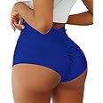 Boudaner Women's High Waist Yoga Booty Shorts V Back Scrunch Gym Workout Spandex Dance Hot Pants Butt Lifting Rave Bottoms