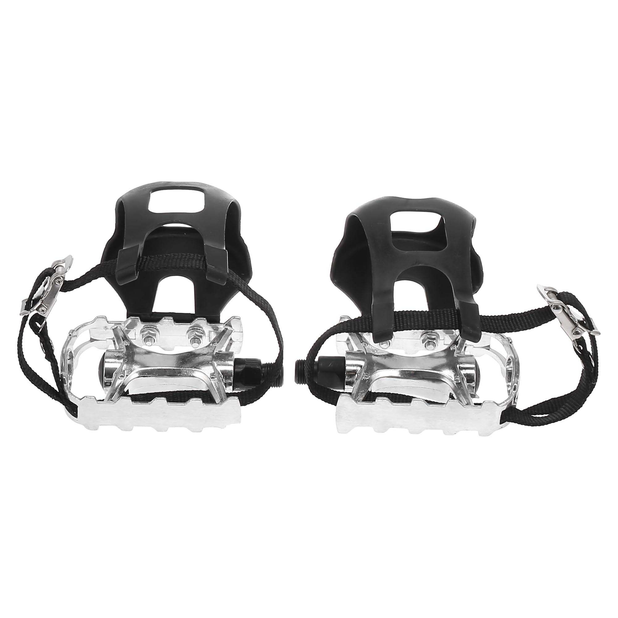 X AUTOHAUX 1 Pair Bike Pedals 9/16" Spindle Platform W/Toe Clip Foot Strap