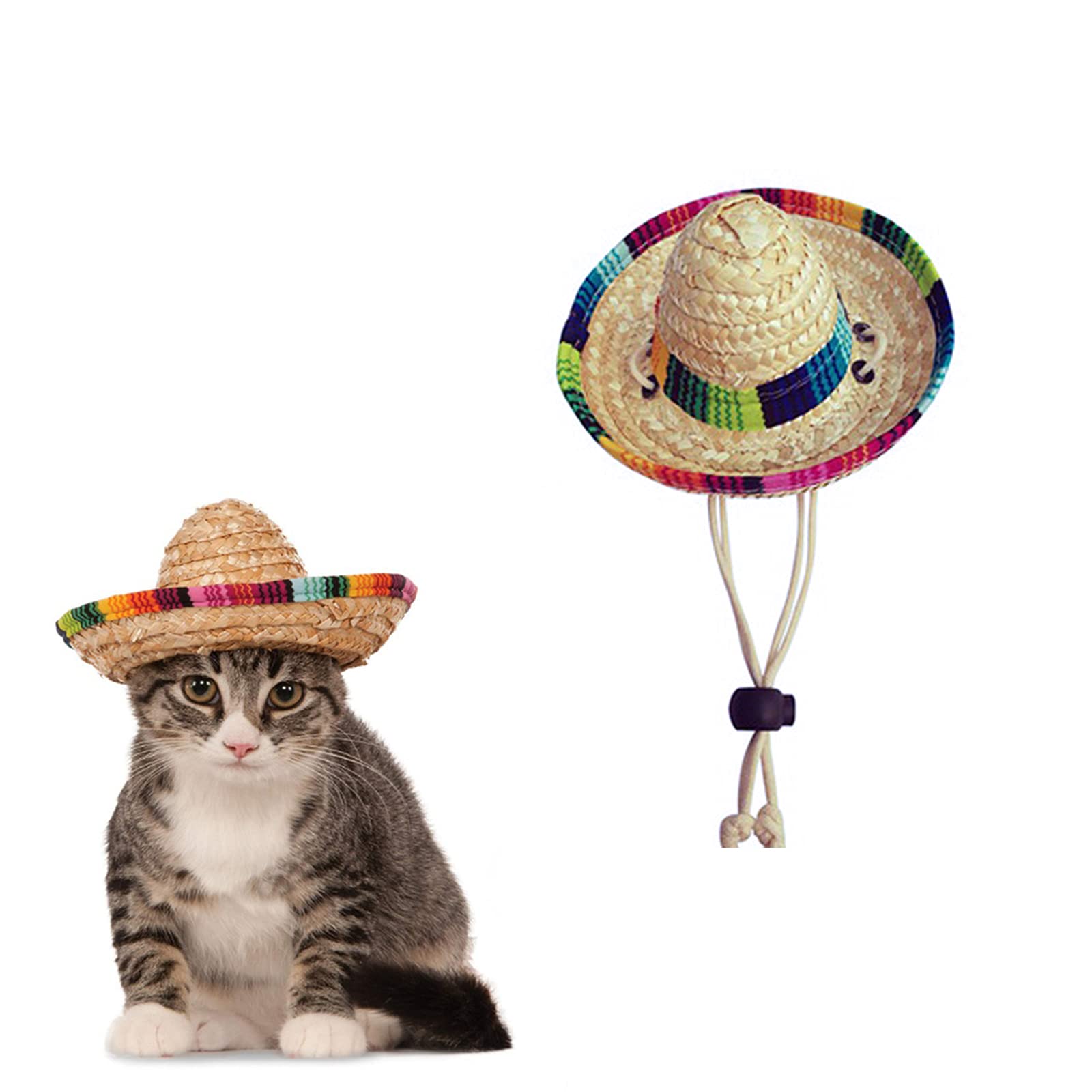 AWOCAN Pet Straw Hat Funny Mexican Sombrero Cap Party Decorations for Birthday for Small Pets, Puppy, Cat