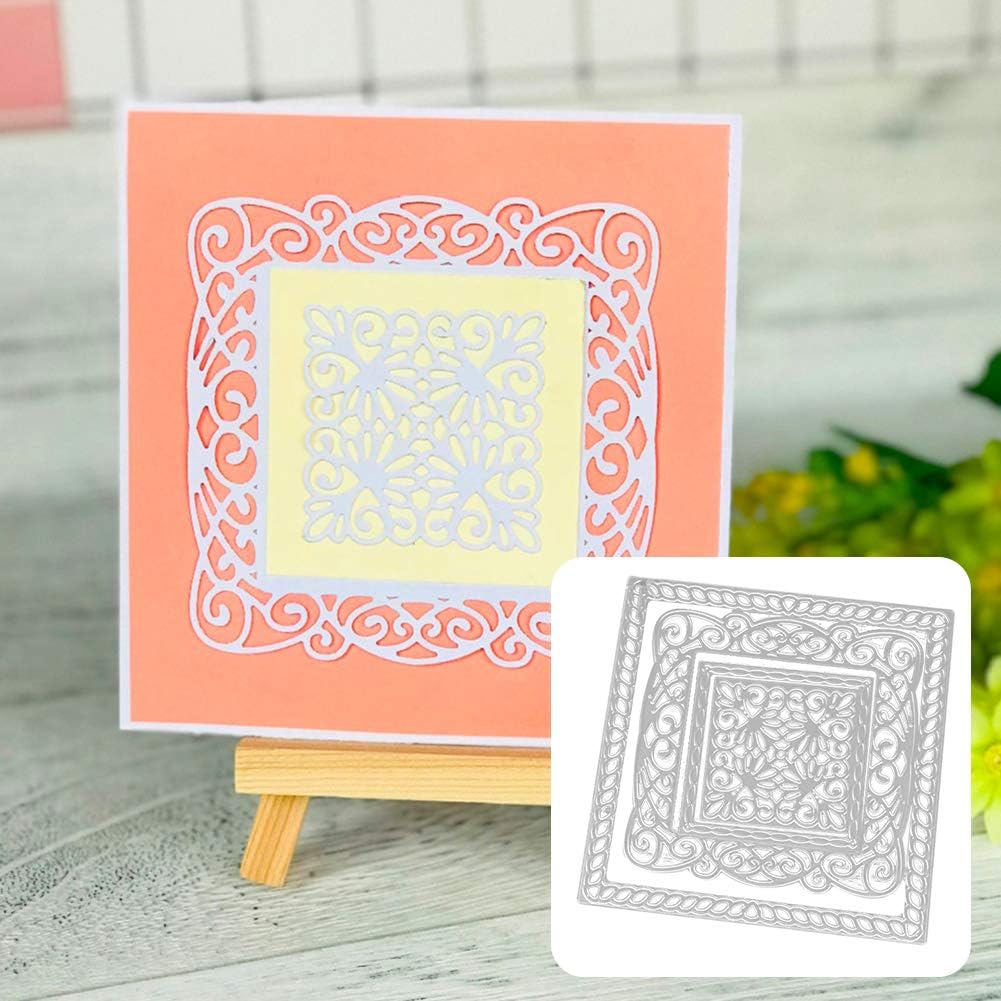 Metal Cutting Dies Square Frame Stencil Scrapbooking Emboss Template DIY Paper Cards Album Craft Mold - Silver