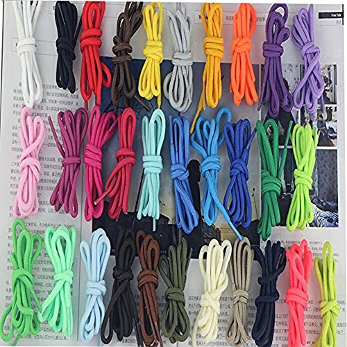 Elife 20 Pairs Assorted Color 5mm Width Round Shoelace for Sneakers Boots Skateboard Hiking Athletic Sport Shoe (20 pairs multicolor-round1)