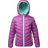 Rokka&Rolla Girls' Reversible Lightweight Puffer Jacket Hooded Water-Resistant Winter Coat
