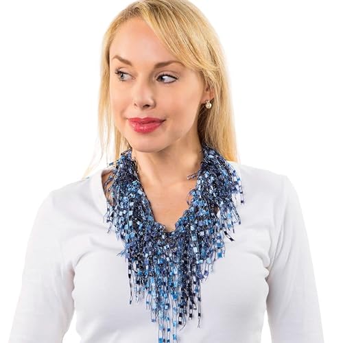 Denim Jewelry Scarf Necklaces for Women Blue Jean Necklace Scarf