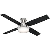 Hunter Fan Company 59241 Hunter Dempsey Indoor Low Profile Ceiling Fan with LED Light and Remote Control, 52", Brushed Nickel