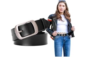 SUOSDEY Fashion Womens Leather Belt, Soft Leather Waist Belt with Pin Buckle for Jeans Pants,width 1.3"