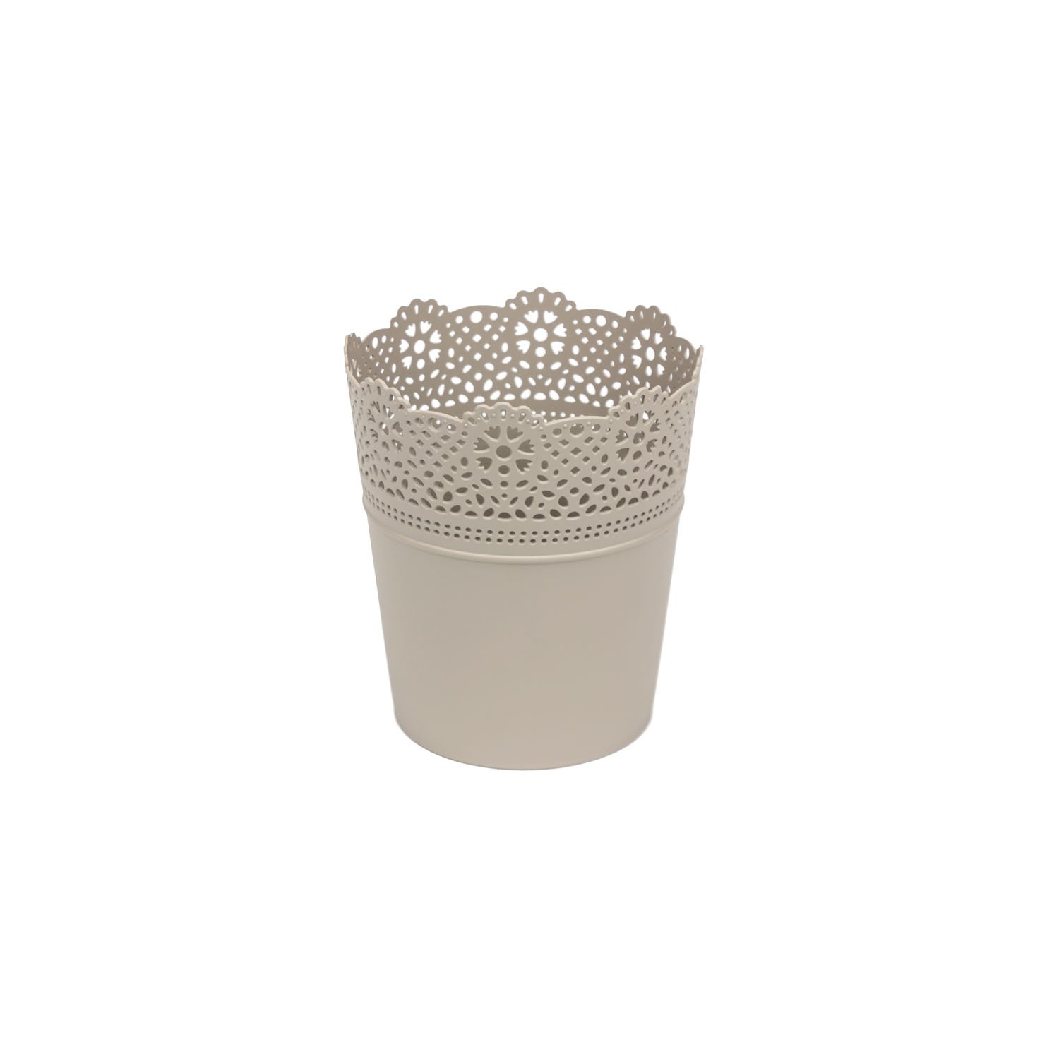Prosper Plast DLAC115-7529U 11.2 x 13 cm "Lace" Flowerpot - Mocca