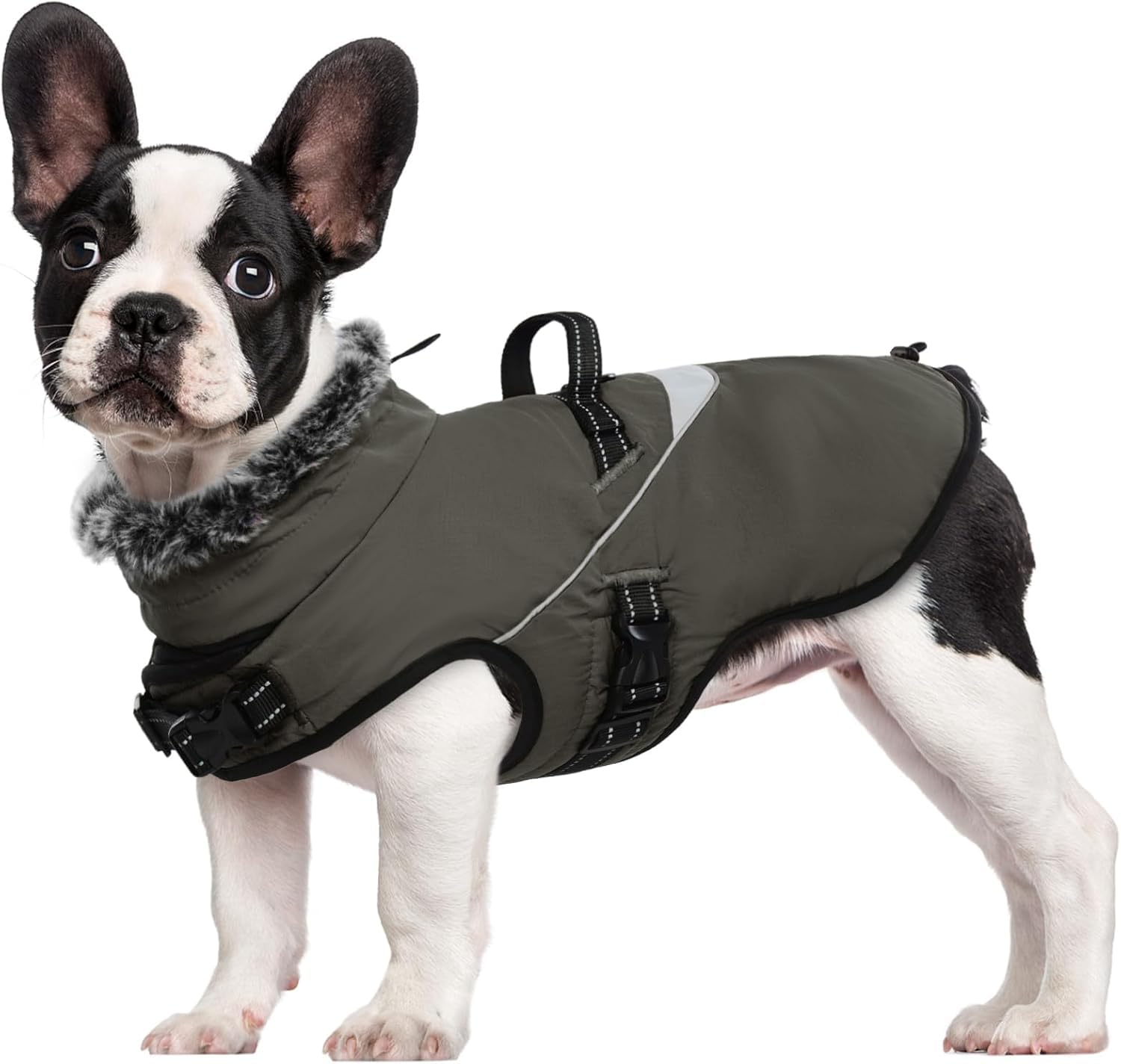LIANZIMAU Waterproof Dog Coat with Harness Hole Warm Coats & Jackets for Dogs Small Medium Large Dog Cold Weather Coats Windproof with Reflective Strip