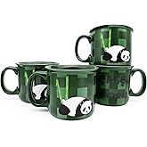 COLOR MAGIC Ceramic Coffee Mugs Set of 4,14OZ Coffee Cups with Handle,Latte Mug,Great for Tea Hot Chocolate,Large Cute Mugs for Men,Women,Kids,Microwave&Dishwasher Safe for Kitchen or Office(GREEN)